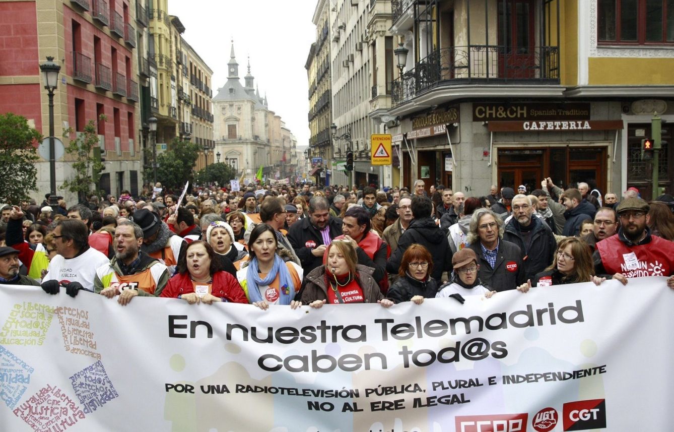 Protesta por el ERE de Telemadrid. (EFE)