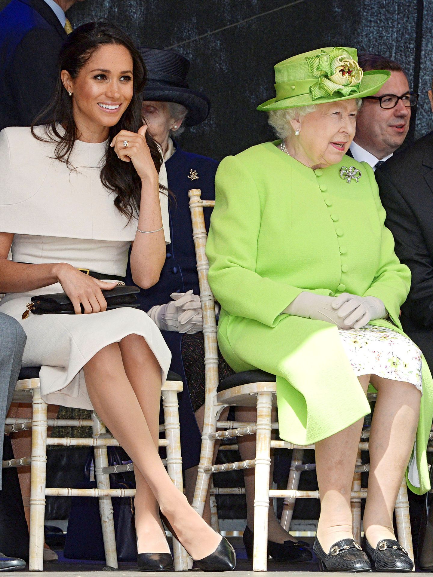 Meghan y la reina Isabel, en el acto conjunto de junio de 2018. (Reuters/Pool/Jim Clarke)