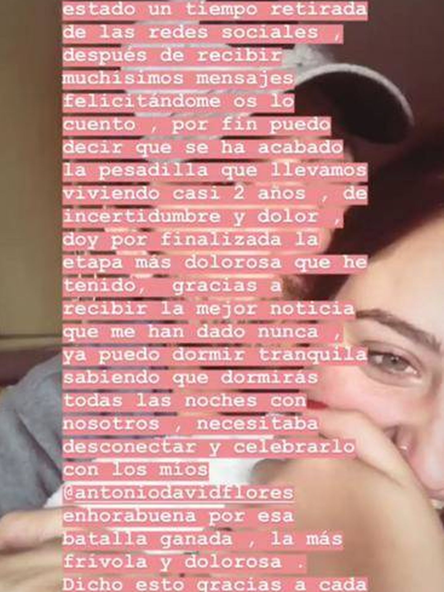 Mensaje completo de Rocío Flores. (Instagram)