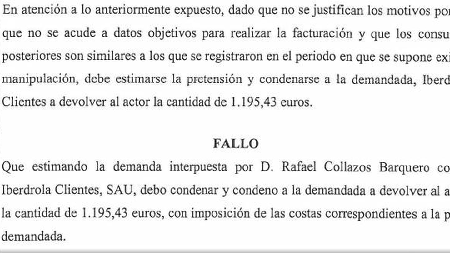Sentencia a favor de Rafael Collazos.