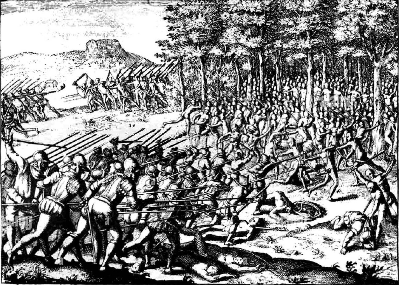 La guerra de Arauco, en una miniatura de la época.