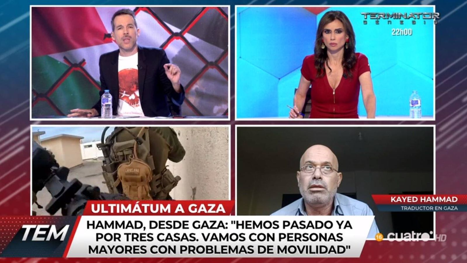 Javier Gómez, Marta Flich y Kayed Hammad en 'TEM'. (Mediaset)