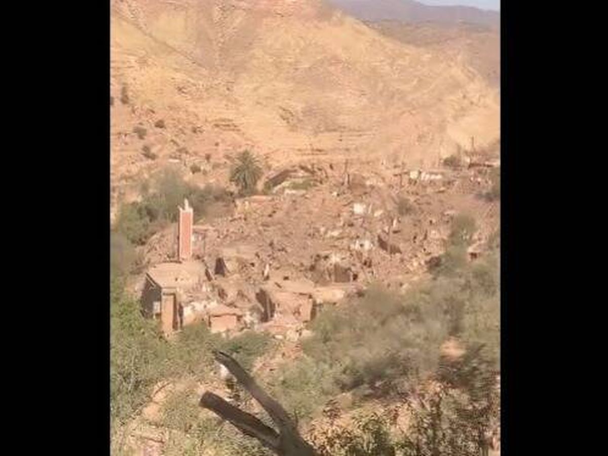 Foto: Completamente en ruinas es como ha quedado una de las aldeas tras el sismo en Marruecos. (Twitter/@DDose27191)