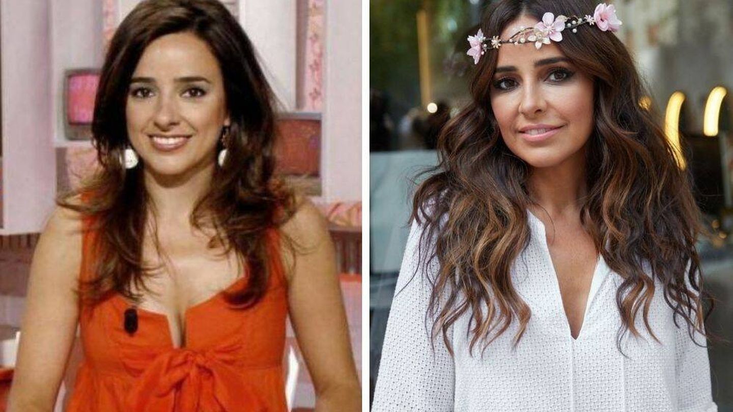 Carmen Alcayde, antes y después de la rinoplastia. (Fotograma de 'Aquí hay tomate' / Instagram @alcayde_carmen)