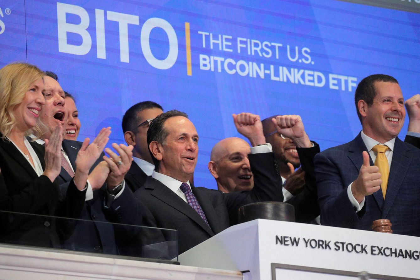 Toque de campana del primer ETF de Bitcoin en Wall Street. (Reuters)