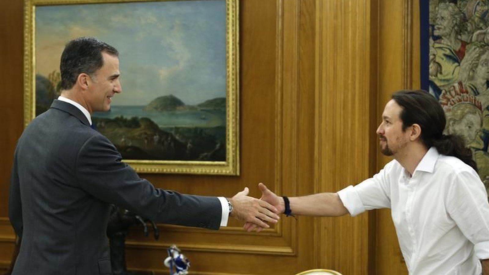 Foto: Felipe VI recibe a Pablo Iglesias en Zarzuela. (EFE)