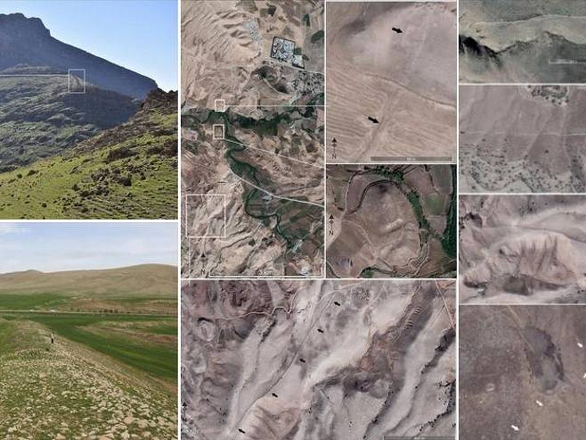 Foto: Varias imágenes de los restos del muro en distintos puntos de Irán. (Antiquity)