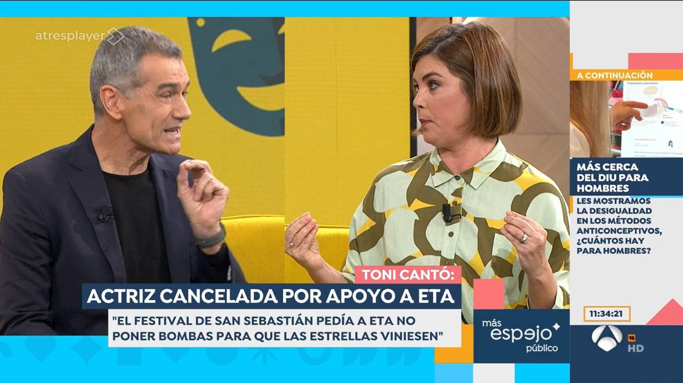 Toni Cantó y Samanta Villar, en 'Espejo público'. (Antena 3)