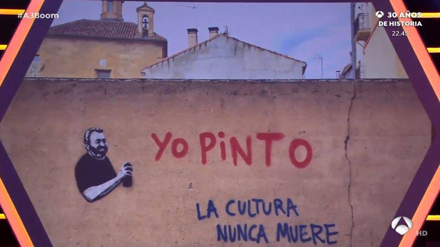 Grafiti sobre José Pinto, miembro fallecido de Los Lobos. (Atresmedia)