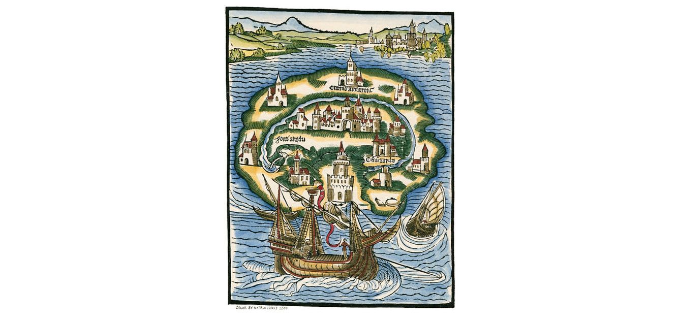 'La isla de Utopía', realizada en 1516 por el político y humanista inglés Sir Thomas More.