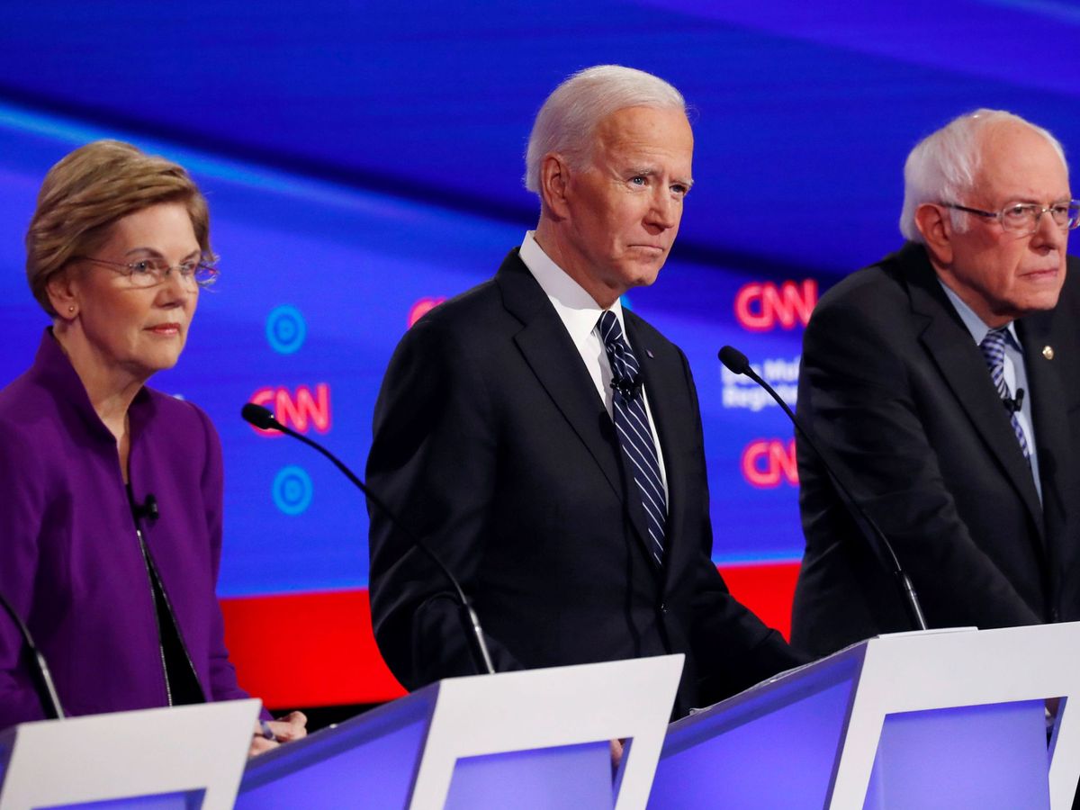 Foto: Elizabeth Warren, Joe Biden y Bernie Sanders. (Reuters)