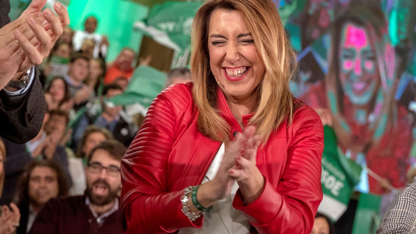 Susana Díaz, durante el acto de cierre de campaña electoral. (EFE)