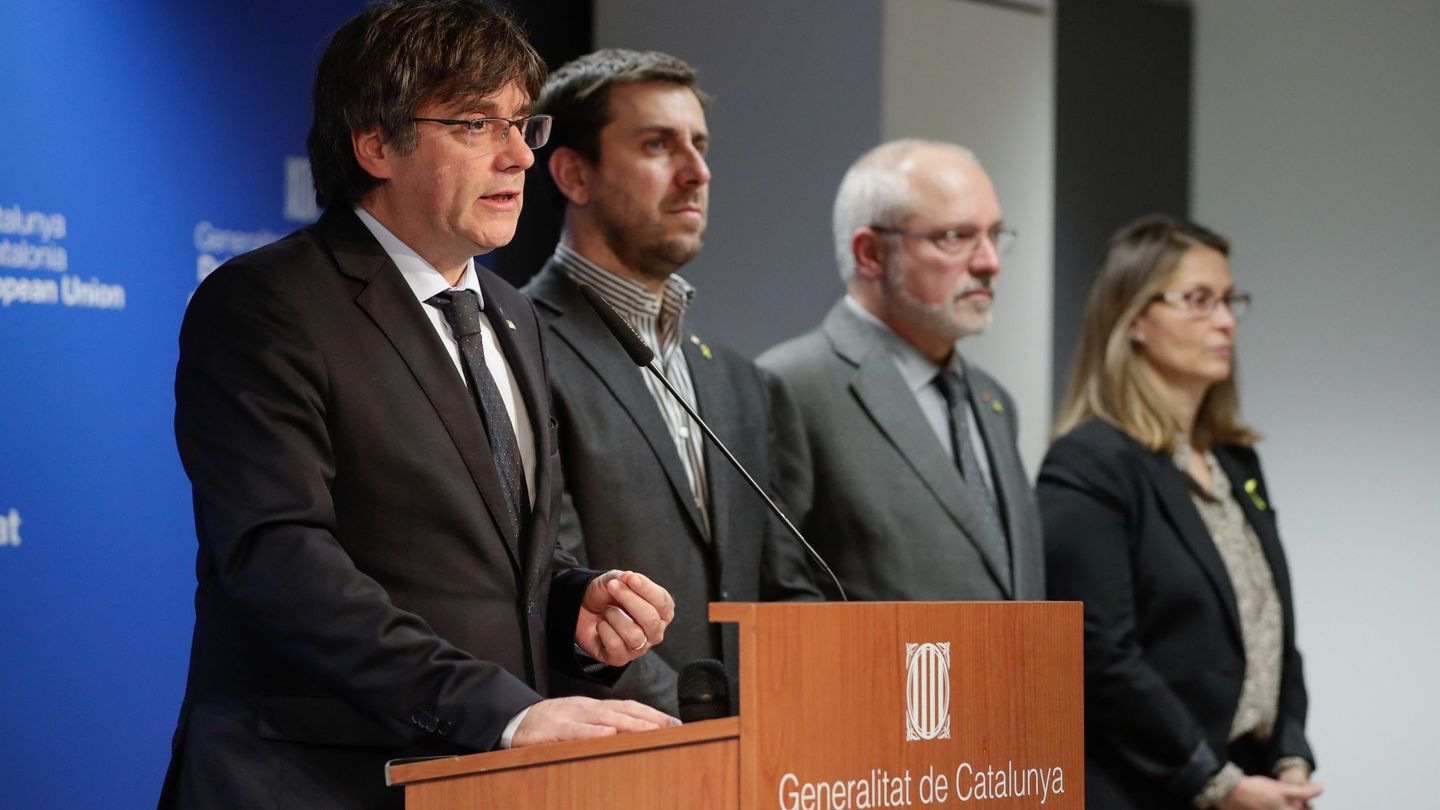 Puigdemont, Comín, Lluis Puig y Meritxell Serret en la Unión Europea. (Reuters)