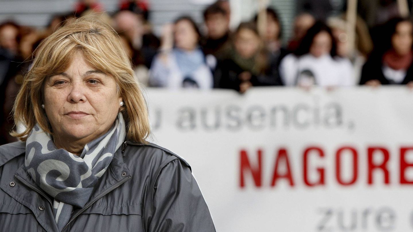 La madre de Nagore Laffage durante la concentración celebrada en Pamplona en 2009. (EFE)