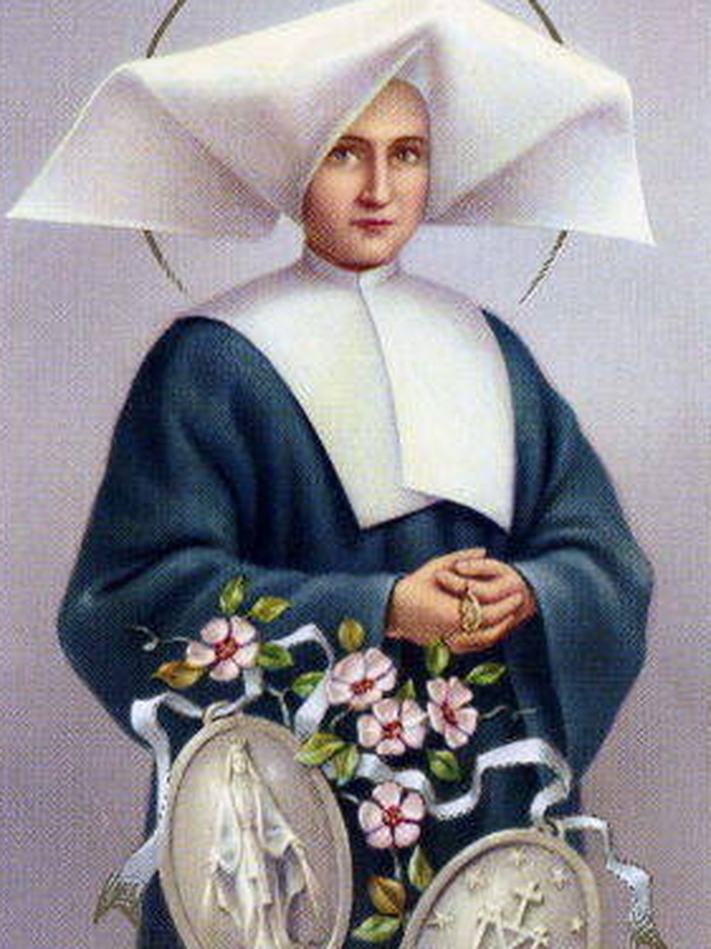 Imagen de la santa Catalina Labouré con la medalla (C.C)