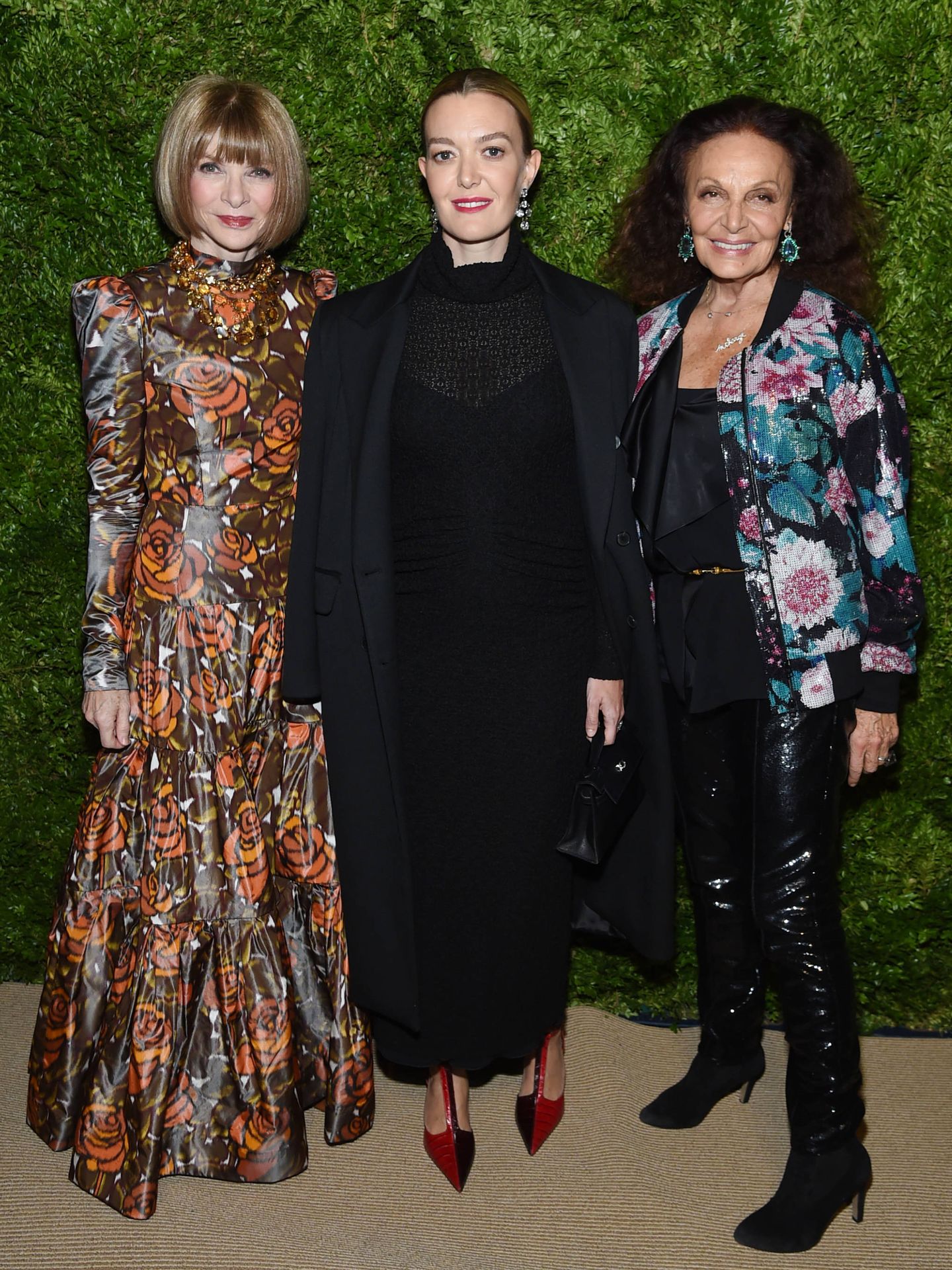Anna Wintour, Marta Ortega y Diane von Fürstenberg. (Getty Images)