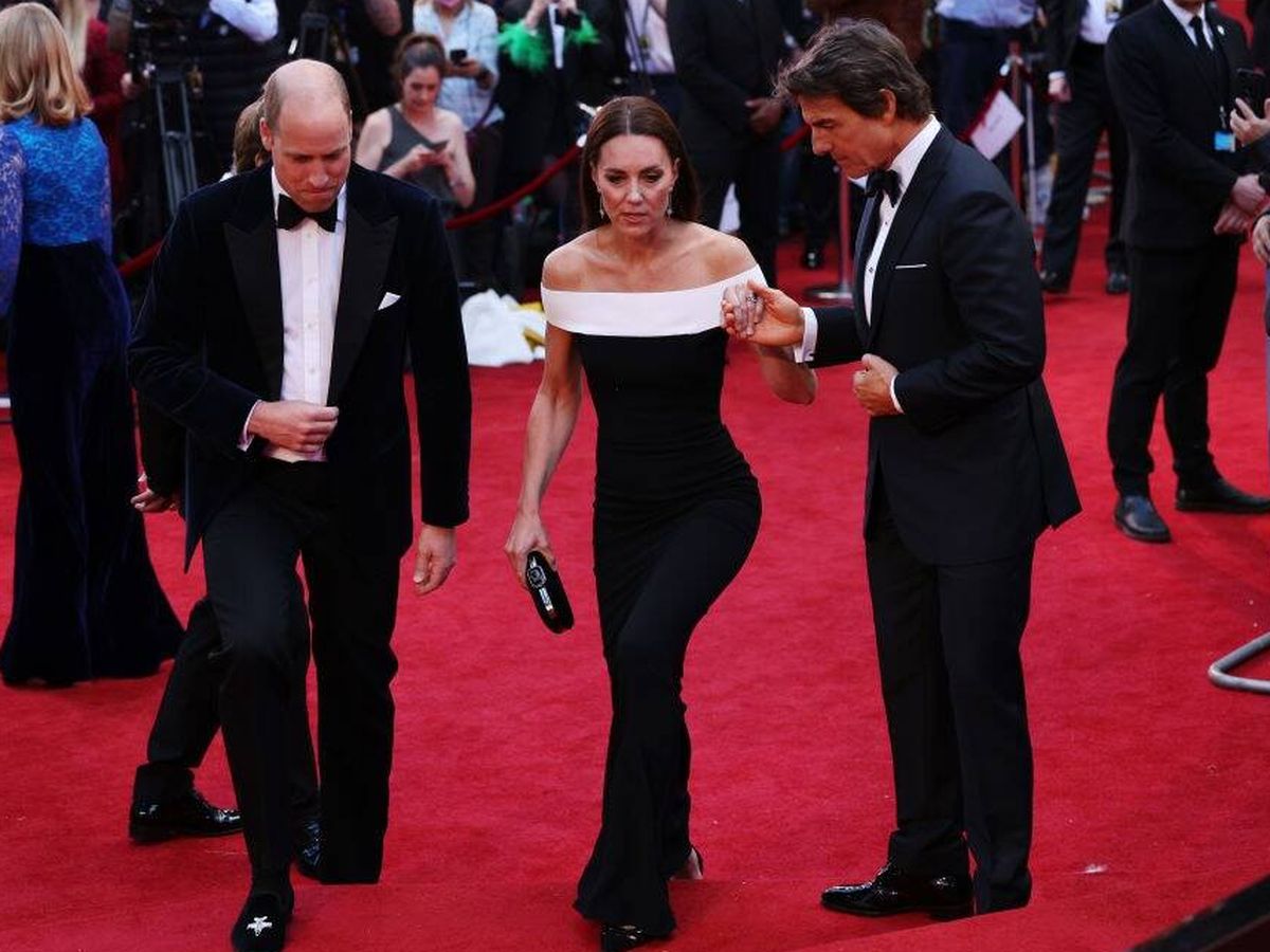 Foto: El príncipe Guillermo, Kate Middleton y Tom Cruise, en la alfombra roja de Leicester Square. (Getty)