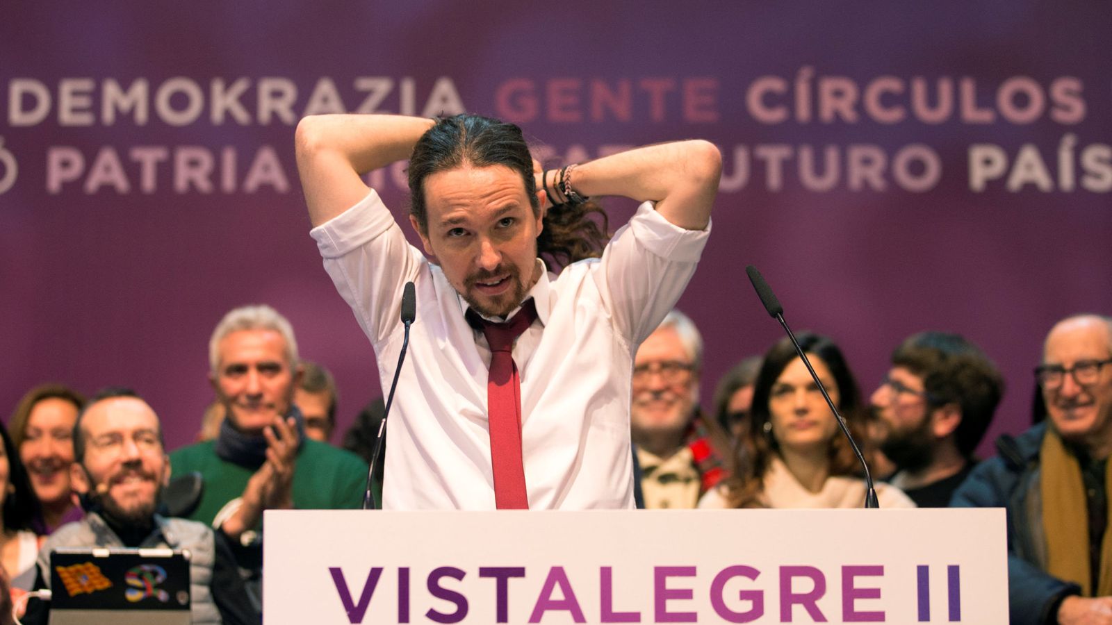 Foto: El secretario general de Podemos, Pablo Iglesias, tras conocer los resultados de la votación en Vistalegre II. (Reuters)