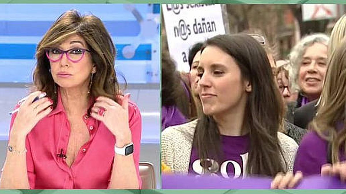 Ana Rosa 'atiza' a Irene Montero por el 8-M: "¡Nadie reparte carnets de feminismo!"