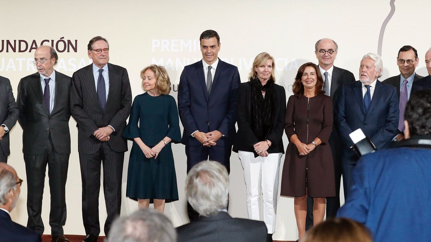 El presidente del Gobierno, Pedro Sánchez, en la entrega del Premio Manuel Olivencia en 2018. (EFE)