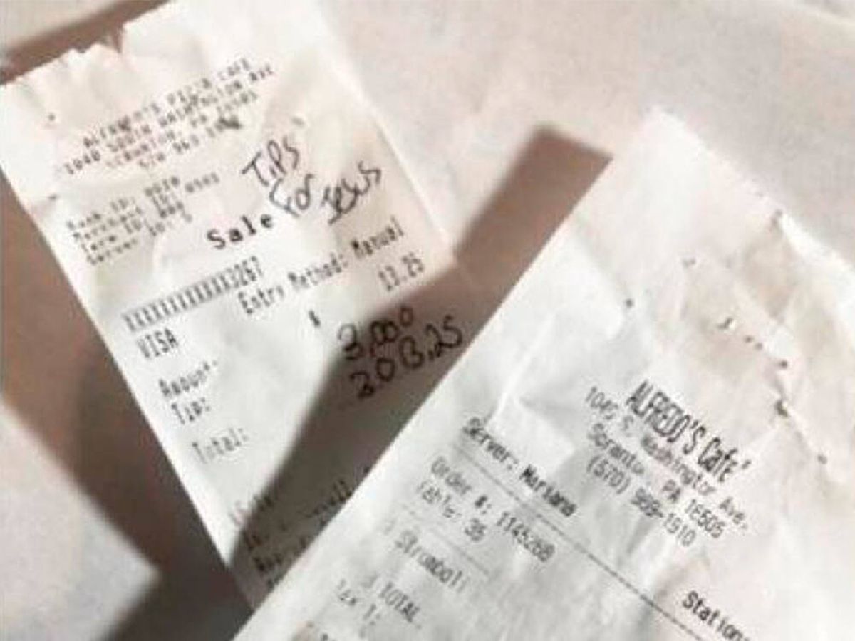 Foto: Una camarera recibe 3.000 euros de propina de un cliente que solo pidió un plato de pasta (Twitter: @6abc)