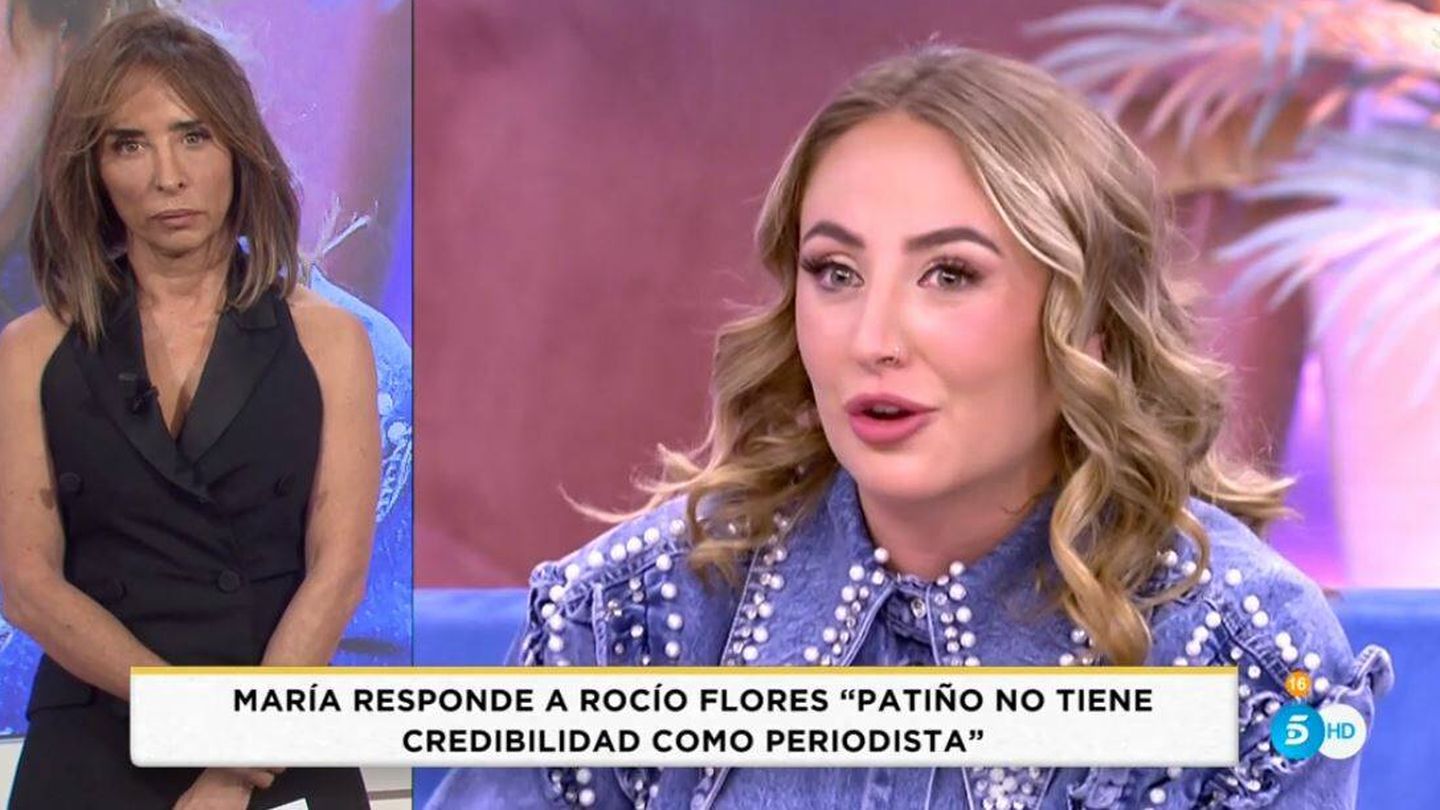 María Patiño reacciona a las palabras de Rocío Flores. (Mediaset España)