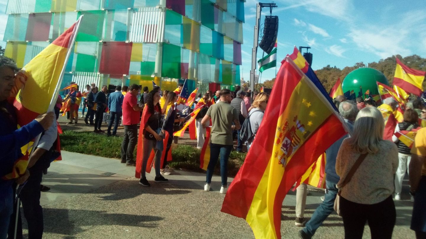 Manifestantes contra la amnistía en Málaga