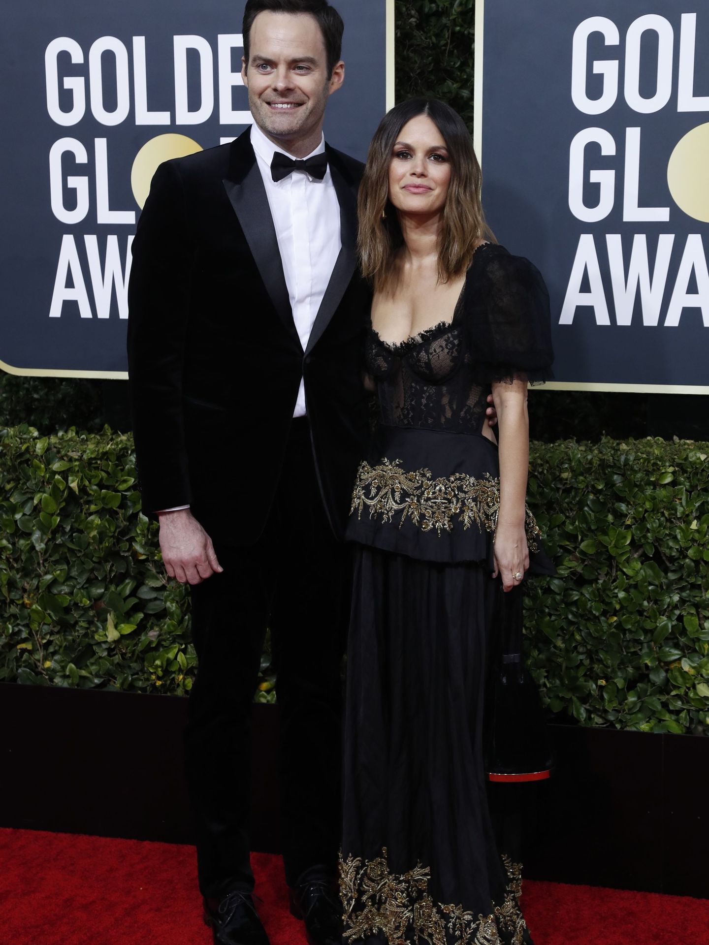 Bill Hader y Rachel Bilson, en los Globos de Oro de 2019. (Reuters/Mario Anzuoni)