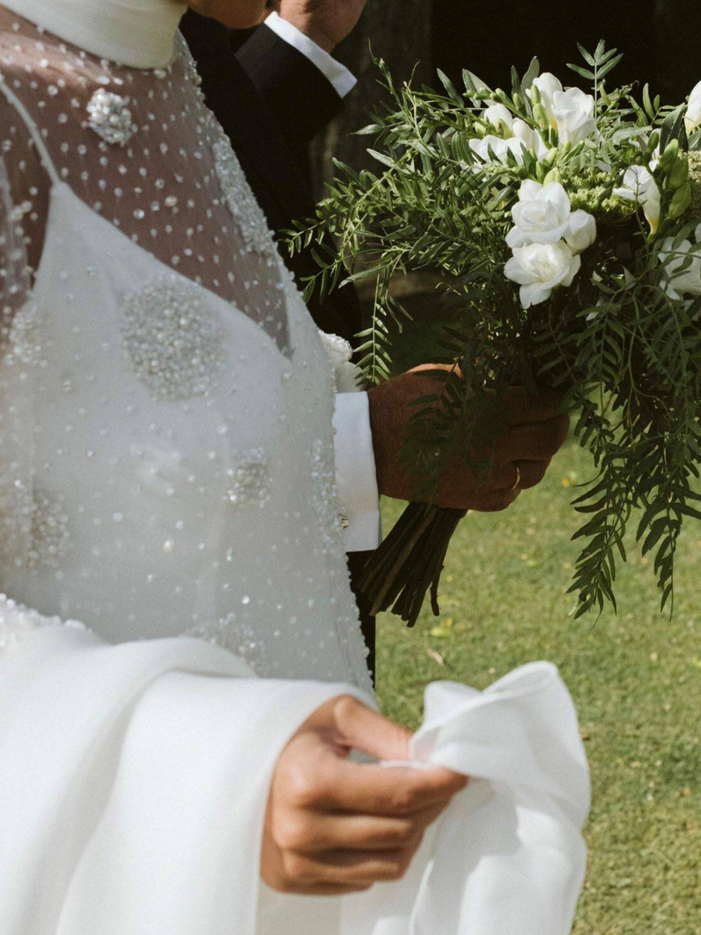 Detalle del vestido de novia de Casilda Aguilera. (Instagram/@casildaaguilera)