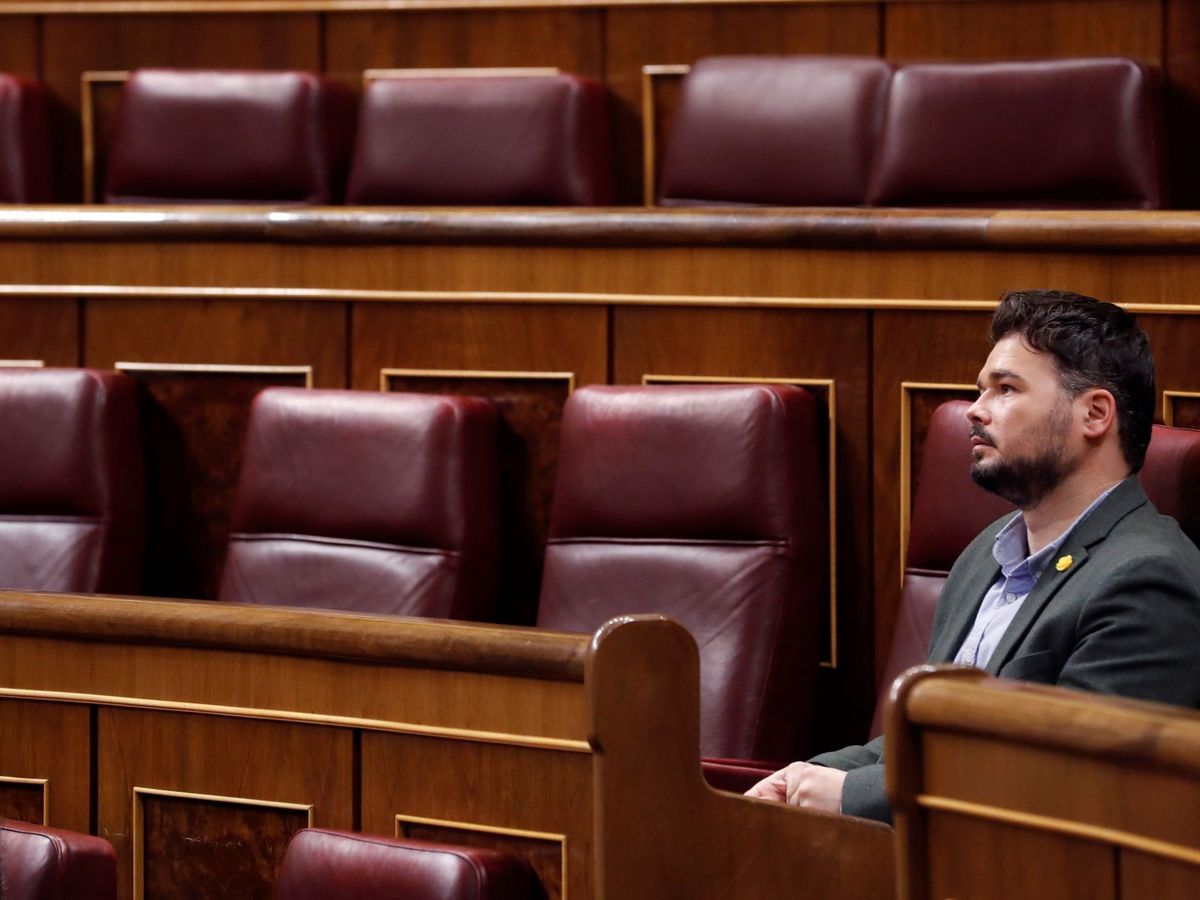 Foto: Gabriel Rufián, portavoz de ERC en el Congreso, el pasado 15 de abril en la Cámara Baja. (EFE)