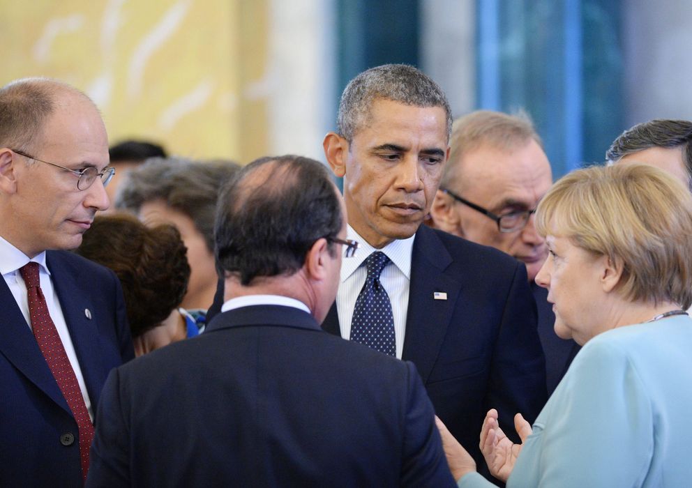 Foto: Barack Obama (c) y la canciller alemana, Angela Merkel (d) en la última cumbre del G-20 (Efe).