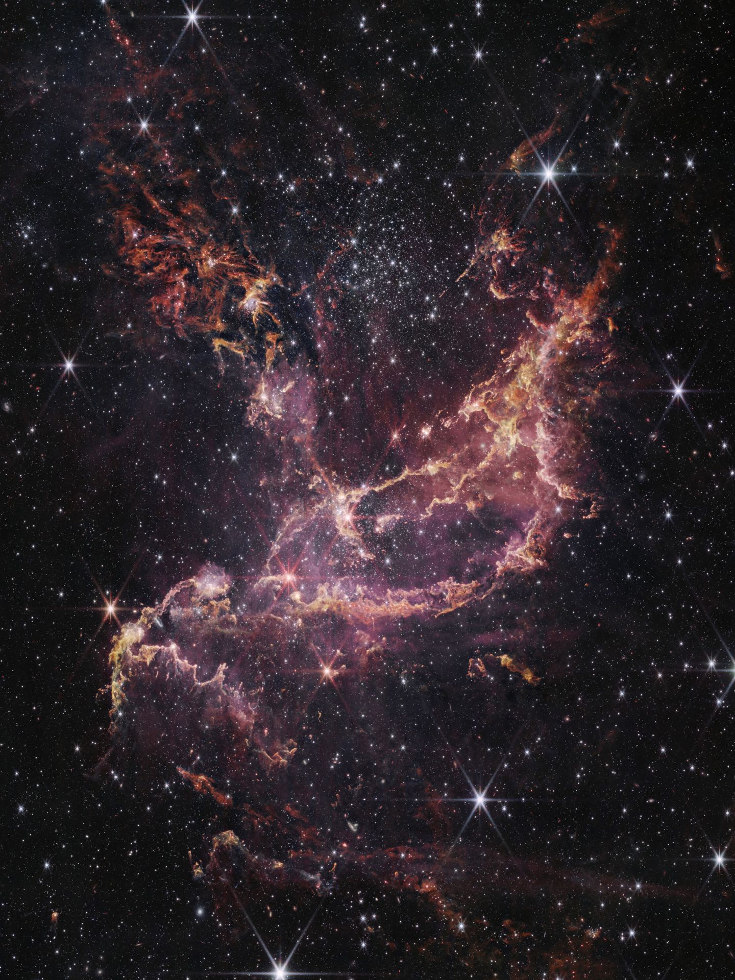 La formación de estrellas en las galaxias cercanas, tomada por el telescopio espacial James Webb. (NASA)