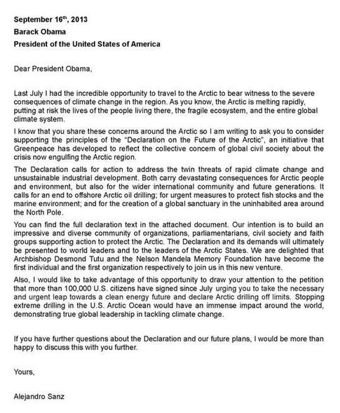 La carta enviada por Alejandro Sanz a Barack Obama