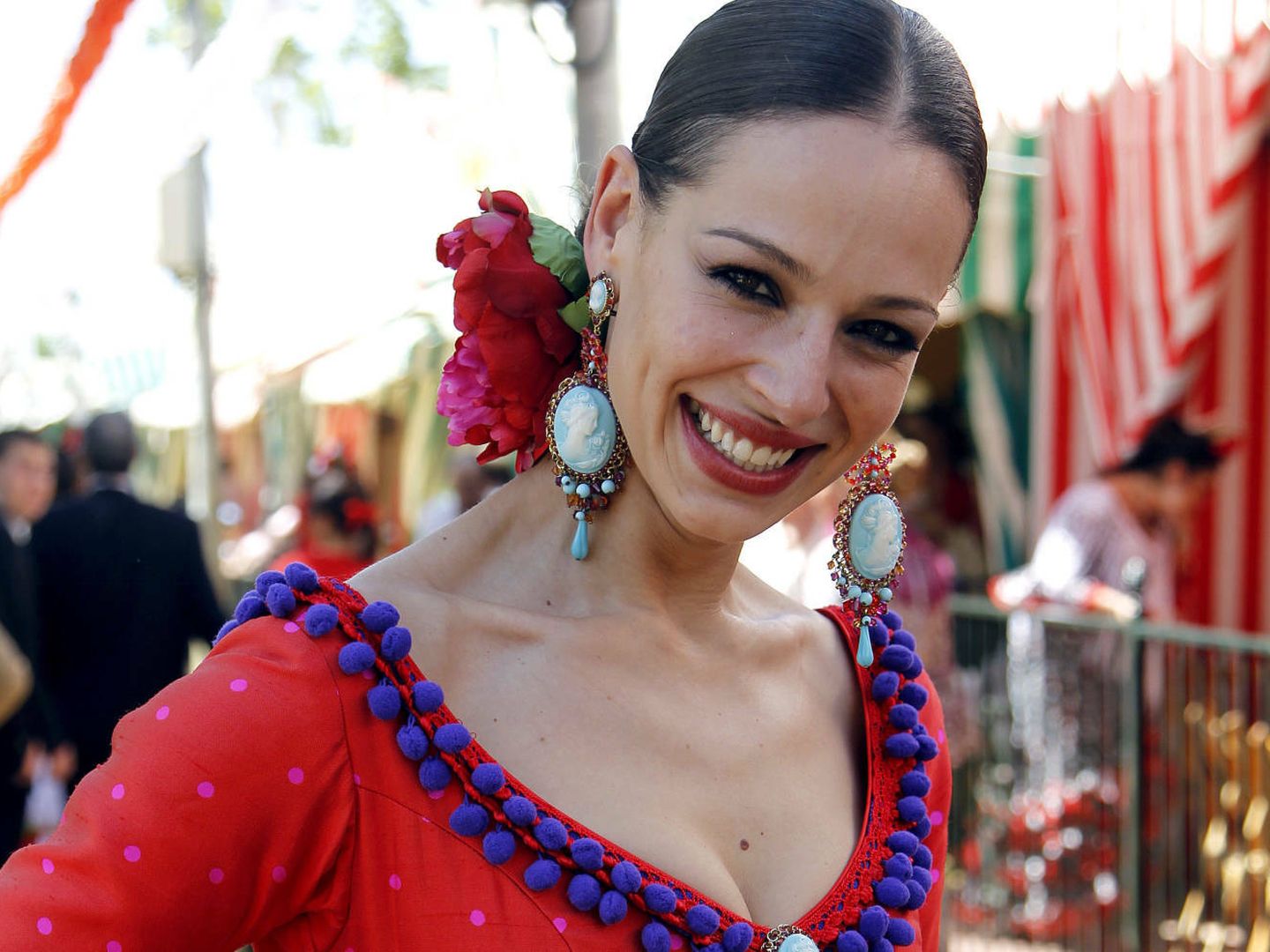 Eva González, vestida de flamenca. (Gtres)