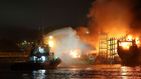 Tres barcos quemados en un incendio en el astillero de Marín (Pontevedra)