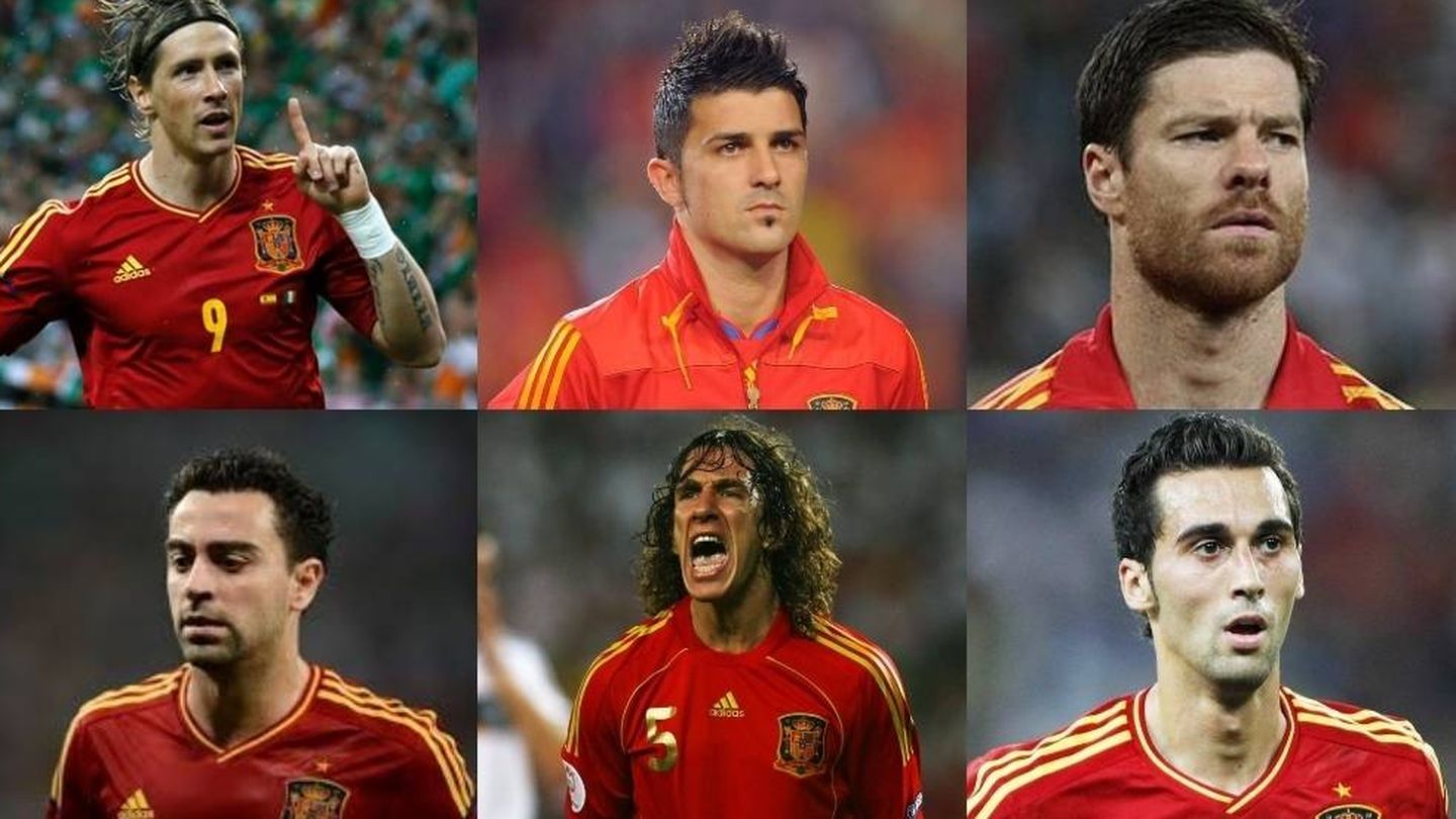 Torres, Villa, Xabi Alonso, Xavi, Puyol y Arbeloa, en la imagen del artículo de Marca 