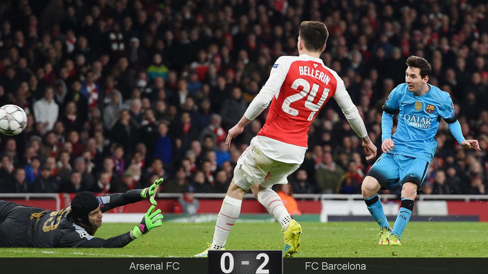 Foto: Messi bate a Cech en el 0-1 del Barça al Arsenal en Londres. (EFE)