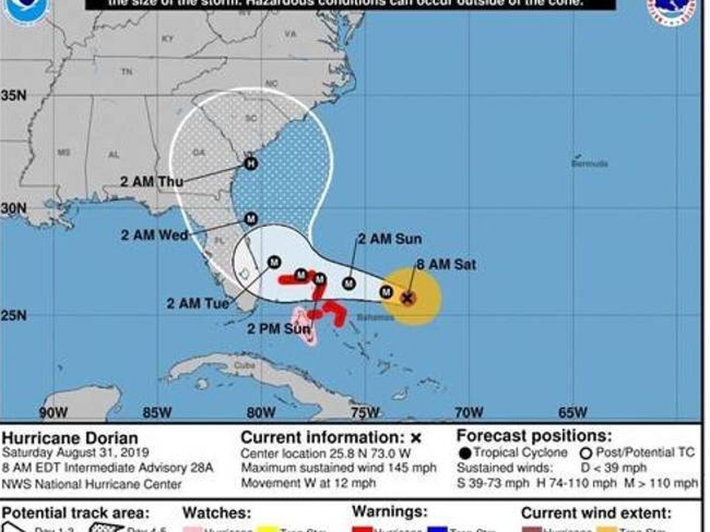 Previsión de la ruta que seguirá el huracán