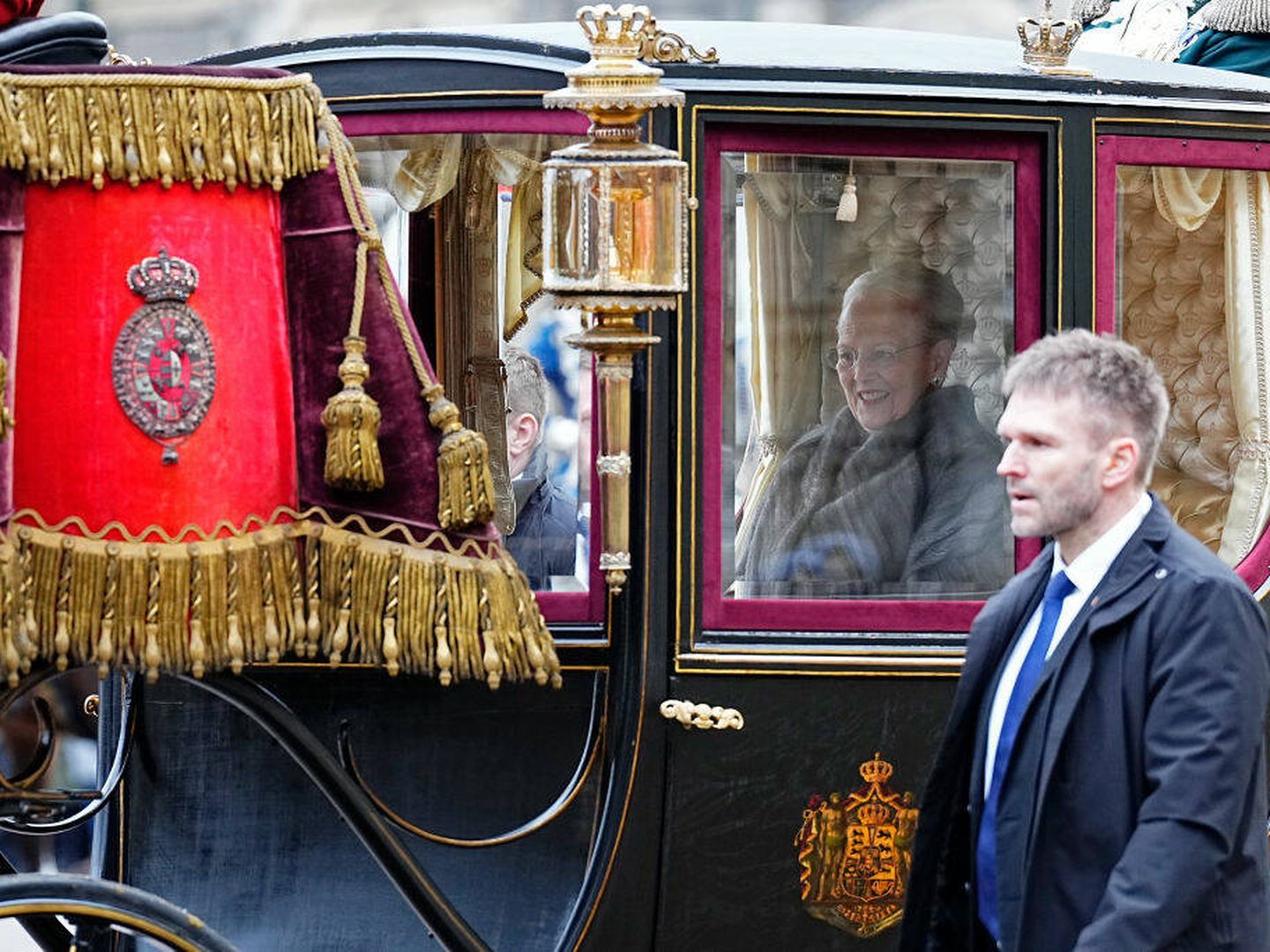 El fastuoso carruaje usado por la reina. (Getty)