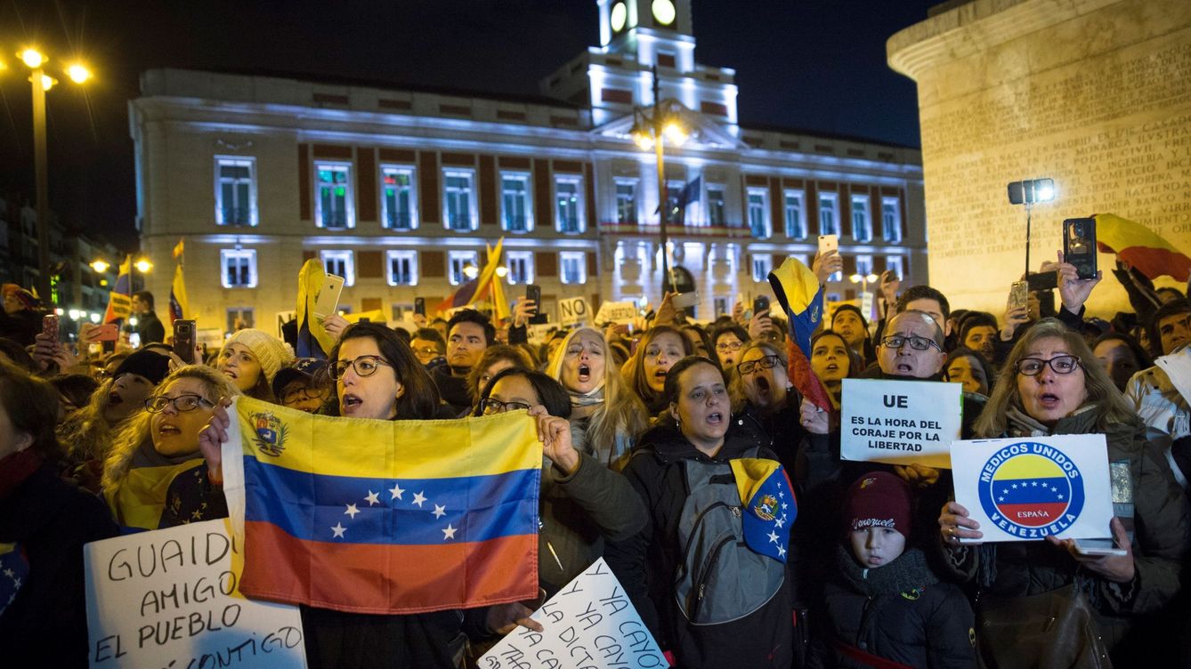 La comunidad venezolana en España se manifiesta en apoyo de Juan Guaidó