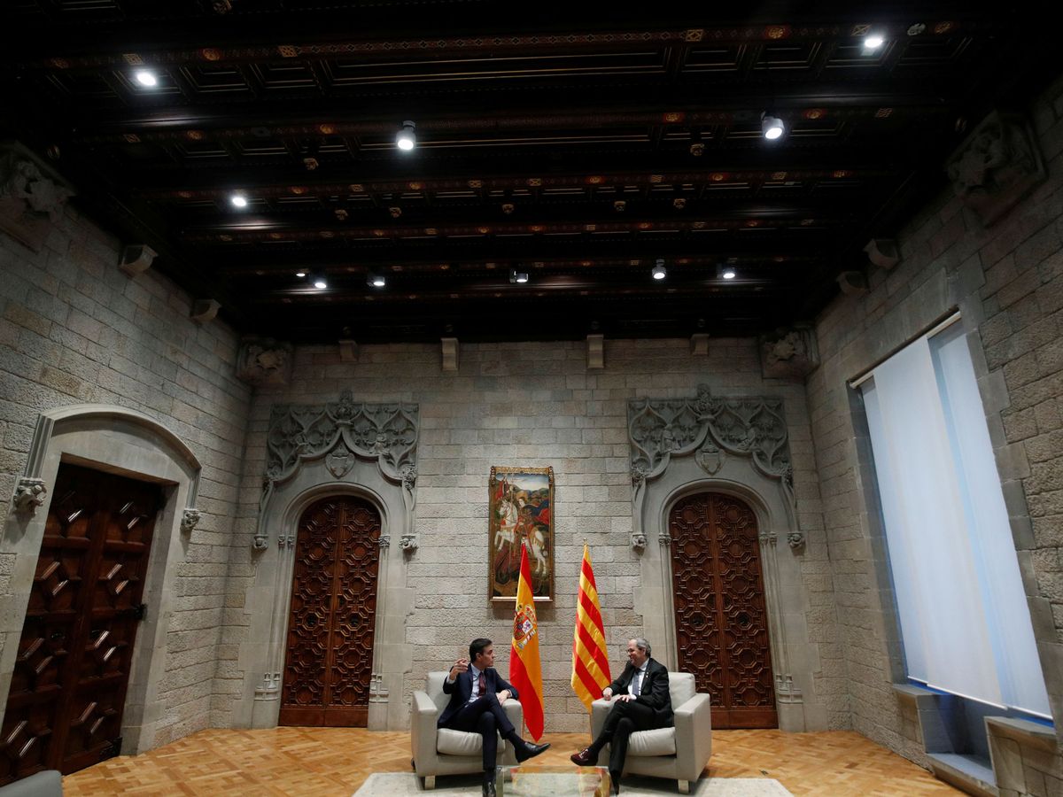 Foto: Pedro Sánchez y Quim Torra, en su encuentro en Barcelona. (Reuters)