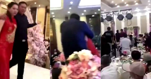 Foto: Capturas del vídeo del suegro que ha besado a la novia de su hijo. (YouTube)