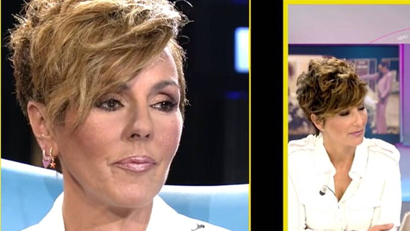 Rocío Carrasco y Sonsoles Ónega, en un fotograma de Telecinco. 
