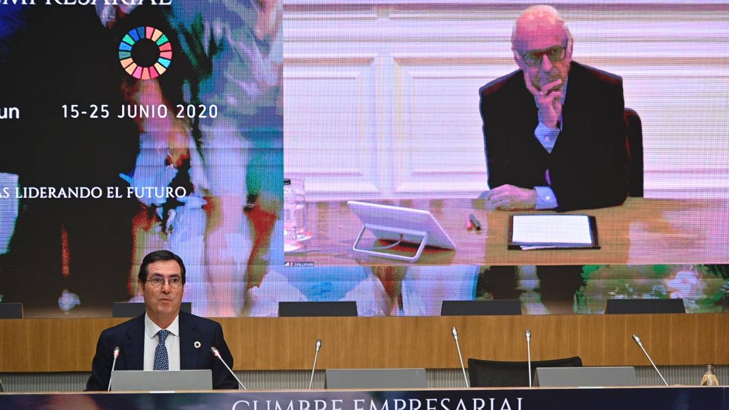 José Luis Aguirre, presidente de Ibercaja, interviene por videoconferencia.