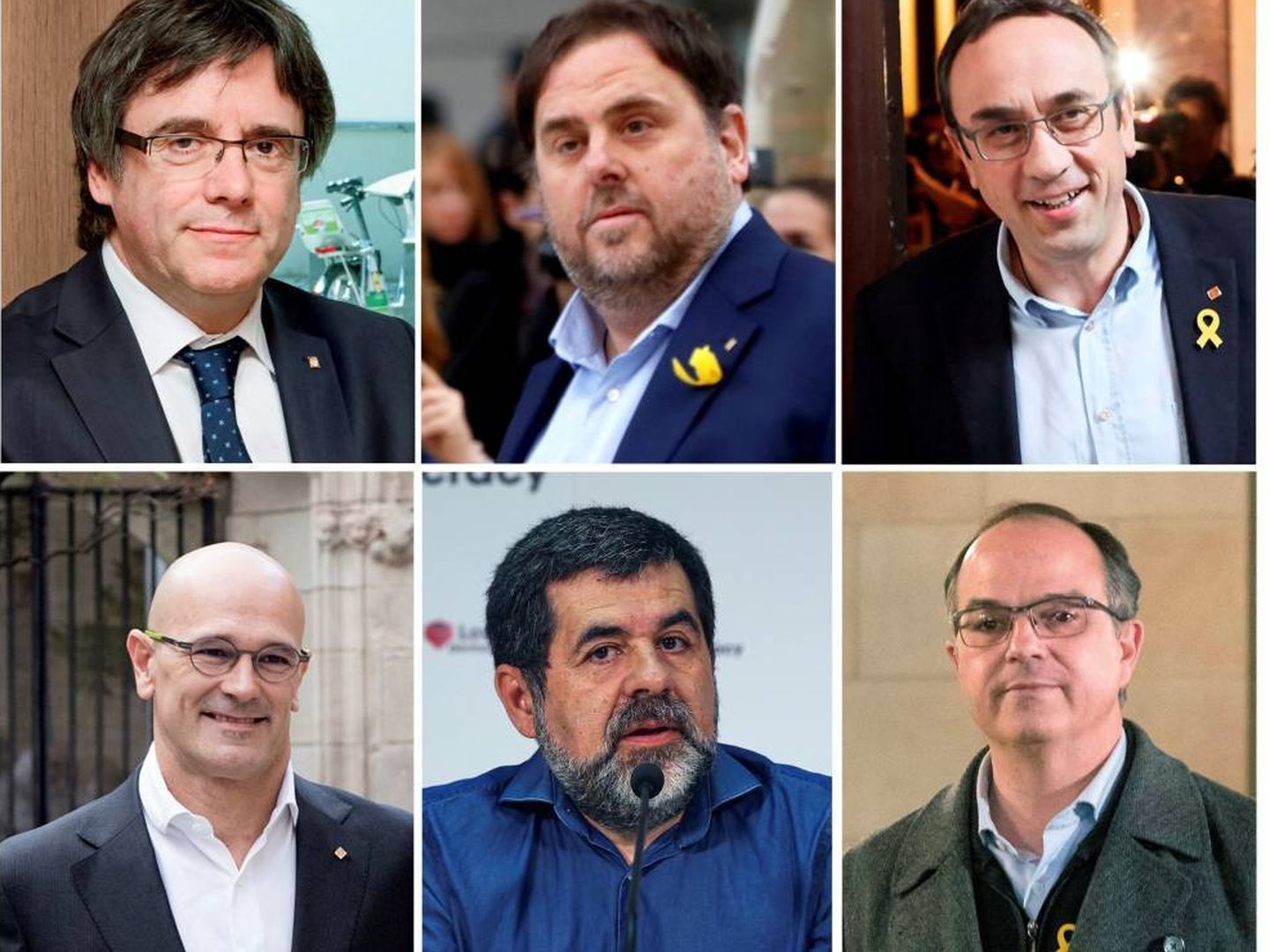 Puigdemont y los cinco diputados suspendidos. (EFE)