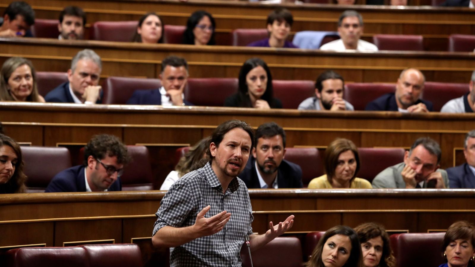 Foto: El líder de Unidas Podemos, Pablo Iglesias, interviene durante la primera jornada del debate de investidura. (EFE)