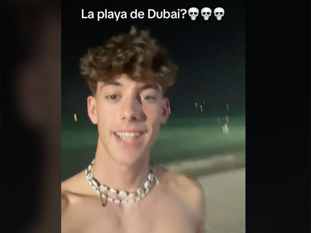 Foto: Un español viaja a Dubai y se sorprender por lo que ve en las playas de noche: "No tiene sentido" (TikTok: @megiassssss)
