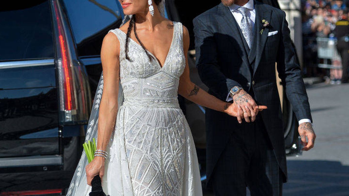  Sergio Ramos y Pilar Rubio durante su boda en Sevilla. (Getty)