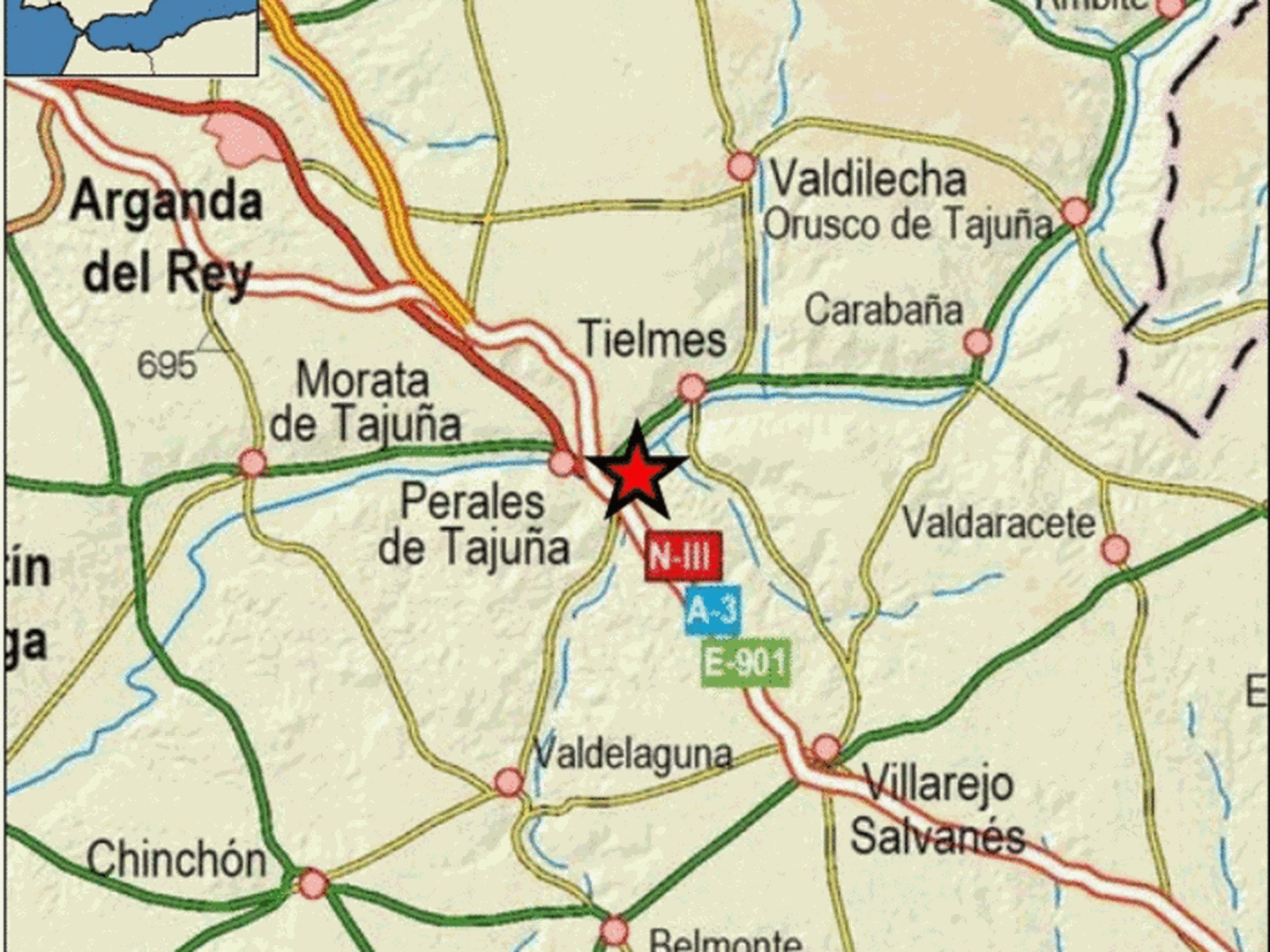 Epicentro del terremoto en las proximidades de Sebúlcor. (IGN)