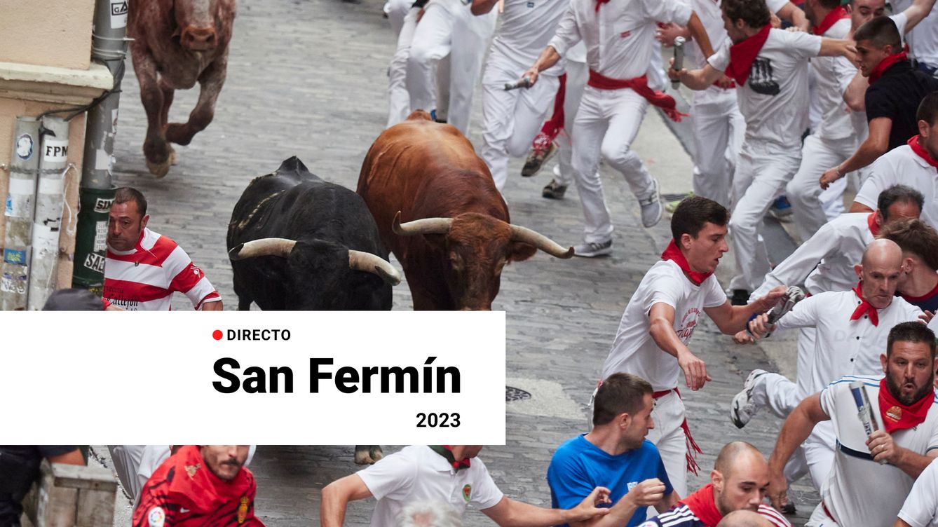 Foto: Sexto encierro de San Fermín 2023, en directo: vídeo, resumen hoy y momentos peligrosos (Eduardo Sanz/Europa Press)